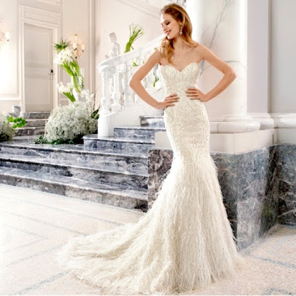 Never worn wedding dress in PERFECT condition.